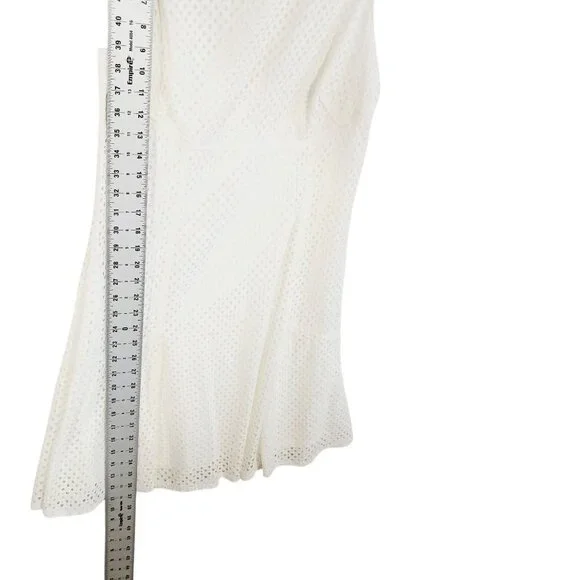 Chaps, Cream Eyelet Dress, Size 12, Sleeveless, Wide Neck, Zip Back - Picture 14 of 16